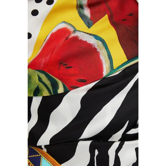 NWT DOLCE & GABBANA Runway Knotted Print Silk Twill scarf dress Multicolor 42 M - Picture 12 of 13
